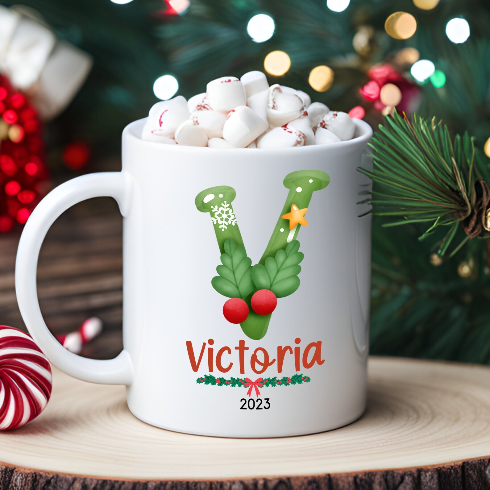 Custom Monogram Mug Personalized Christmas Mug Family Name Cup Personalized