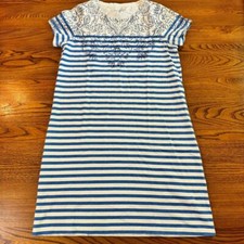 Vineyard Vines Short Sleeve Blue White Stripe Floral Print Knit Dress Size S