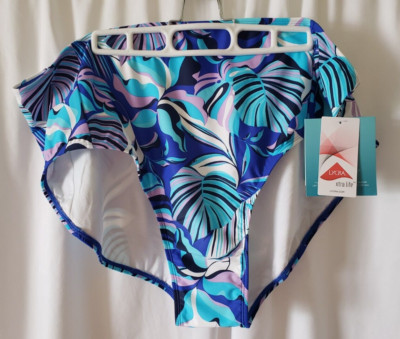 Coolibar Womens Medley High Rise Core Control Swim Bottoms Size XXL Blue UPF 50+