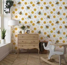 3D Honey Bee Seamless Wallpaper Wall Mural Removable Self-adhesive Sticker323