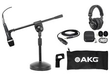 AKG D5 C PC Podcasting Podcast Microphone Desk Stand w/Boom Headphones