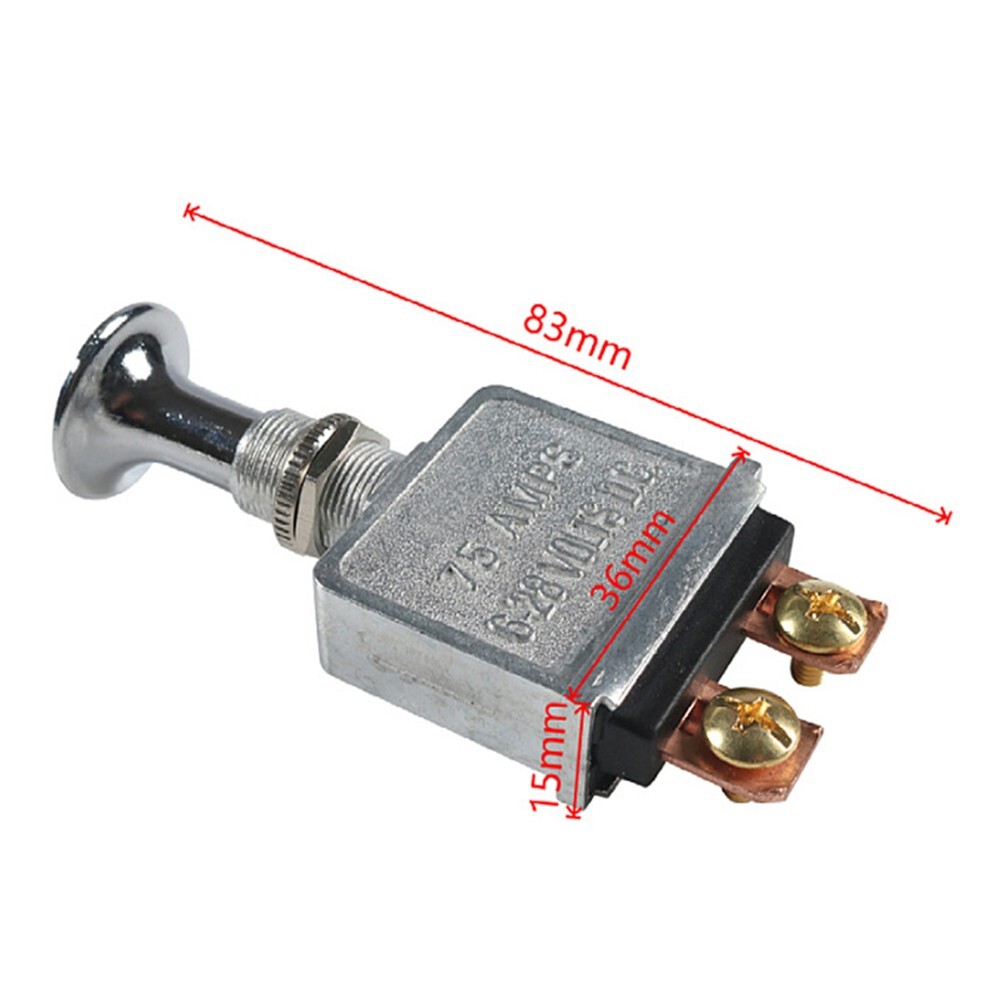 Heavy Duty 75A Push Pull Switch 6-28V DC 12 Volt 75A SPST 2 Position On-Off New