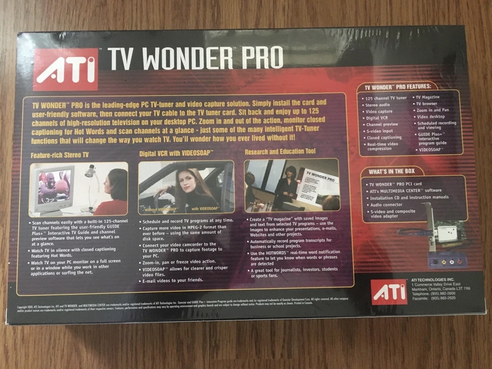 Brand NEW ATI TV Wonder Pro Model 100-703138 TV Tuner/ Video Watch TV on your PC - Image 3 of 4