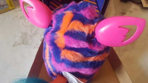 Furby Boom 2013 5" Interactive Electronic Toy APP Diagonal Stripes Orange Blue - Picture 8 of 11