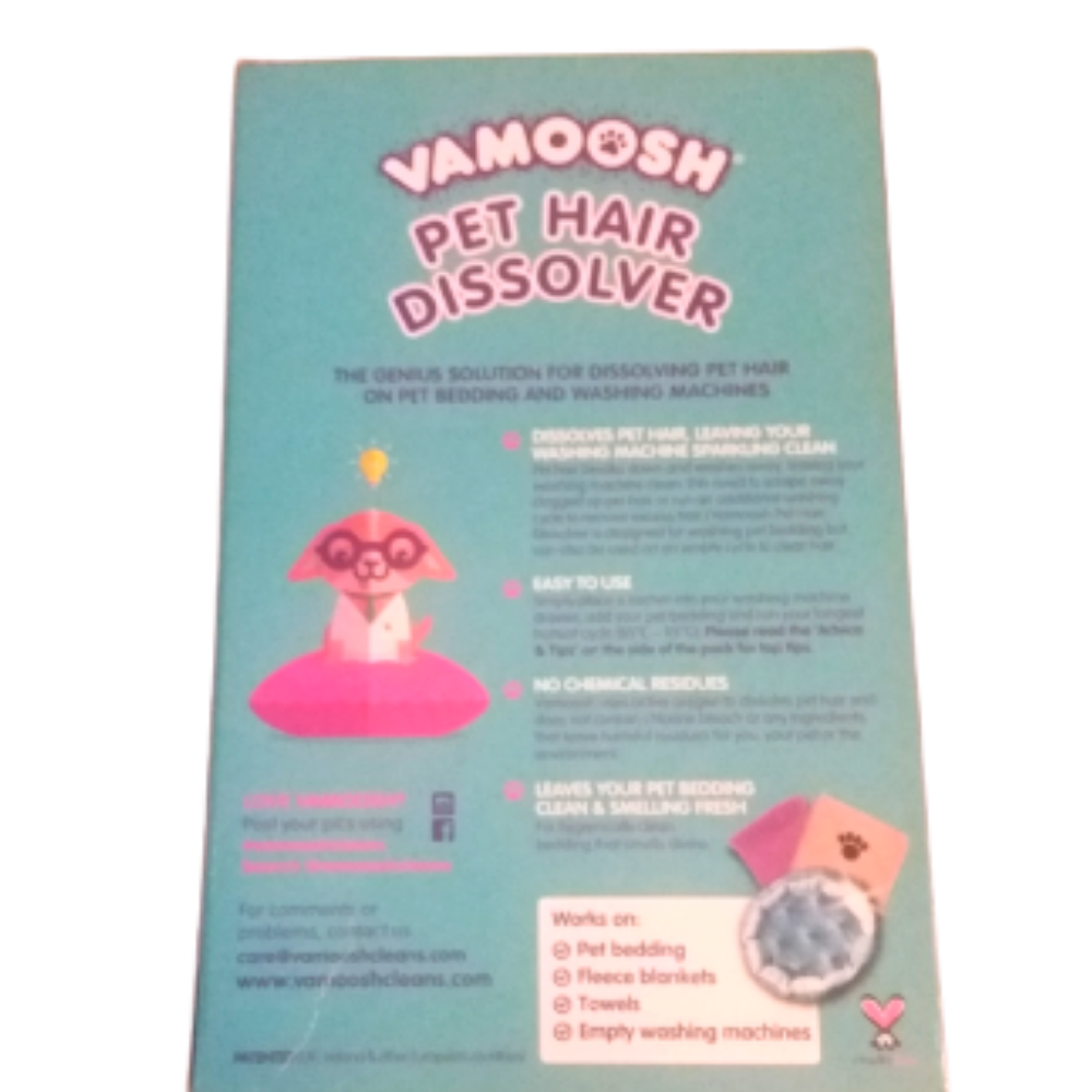 Vamoosh Pet Hair Dissolver Cat/Dog Hair Remover Sachets For Washing