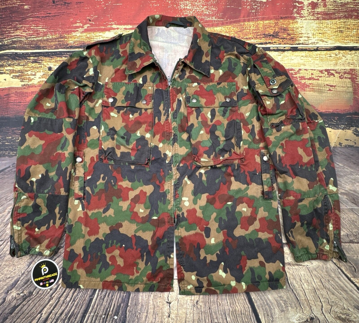 VTG Swiss Army Alpenflage Camo Jacket Large /Cargo Pants 34x30