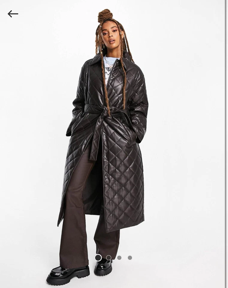 Abrigo acolchado de imitación de cuero marrón - ASOS Foto 3 de 3