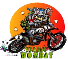 Combat Wombat Motorcycle Vinyl Sticker Vintage Style Decal by Evel Al's Desgns