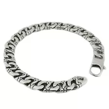 Handmade 316L Stainless Steel Link Chain Mens Biker Bracelet Cuff 5A023D