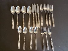 Vtg Continental Stainless Flatware. Scroll.   Knife Fork Spoon Lot Of 18