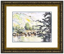 Paul Emile Pissarro Rare Original Painting Signed Water Landscape Framed Artwork