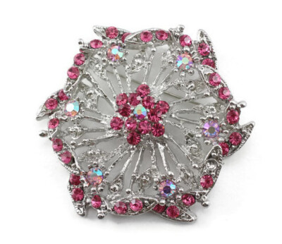 Pink Fancy Austrian Rhinestone Crystal Superb Bridal Wedding Brooch Pin PN 29803