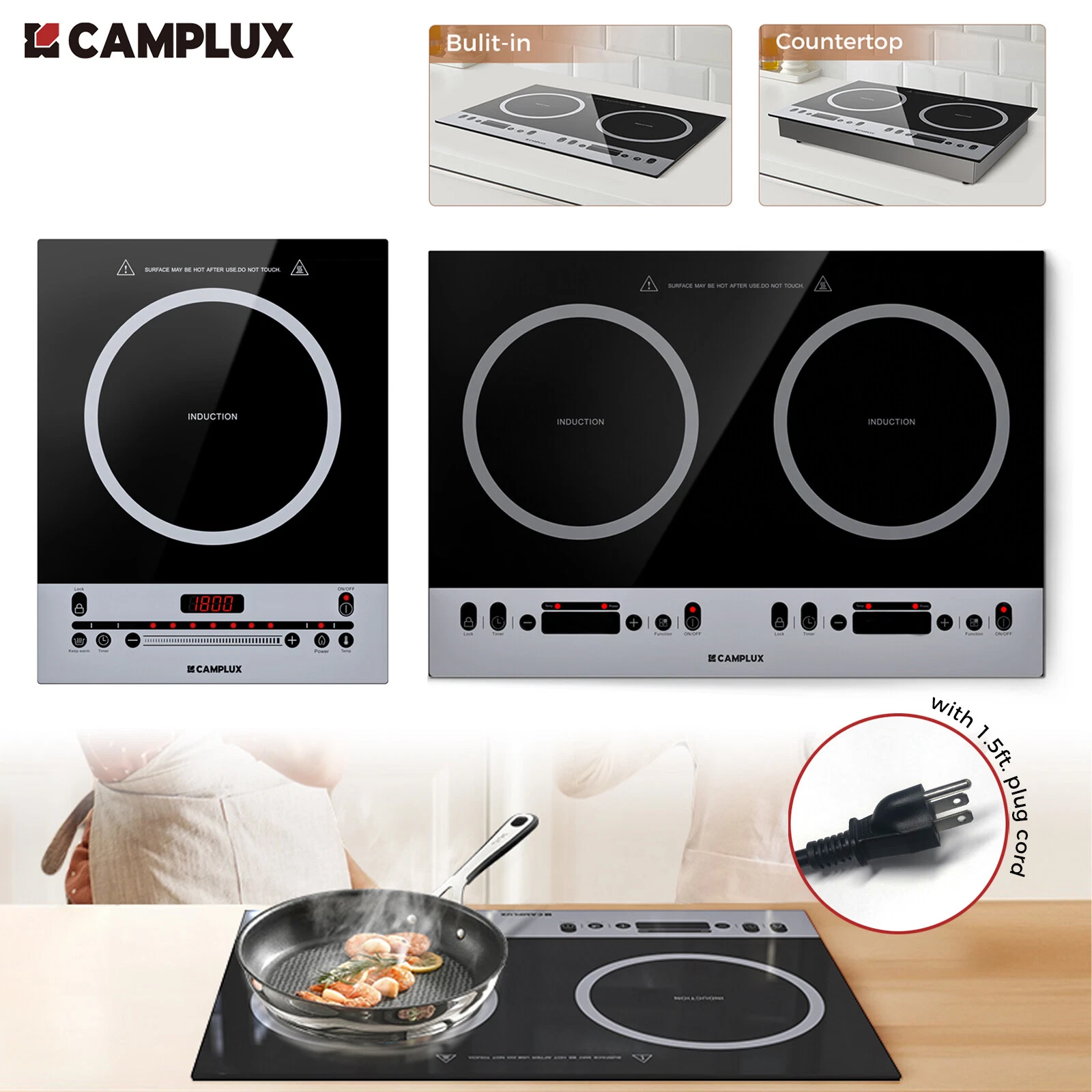 Electric Induction Cooktop Portable Countertop or Built-in for RV Mini Kitchen
Opens in a new window