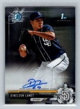 2017 Bowman Chrome Prospect #CPA-DLA Dinelson Lamet RC Rookie Card Auto Padres. rookie card picture