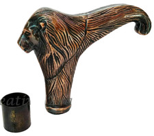 Handmade Antique Brass LION walking stick Handle Brass lion Handle for canes