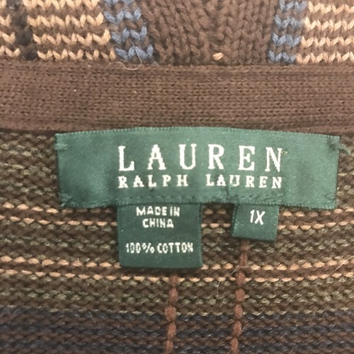 LRL Ralph Lauren Toggle Buckle Sweater Wrap Vest Brown Plaid EQUESTRIAN 1X - Picture 7 of 10
