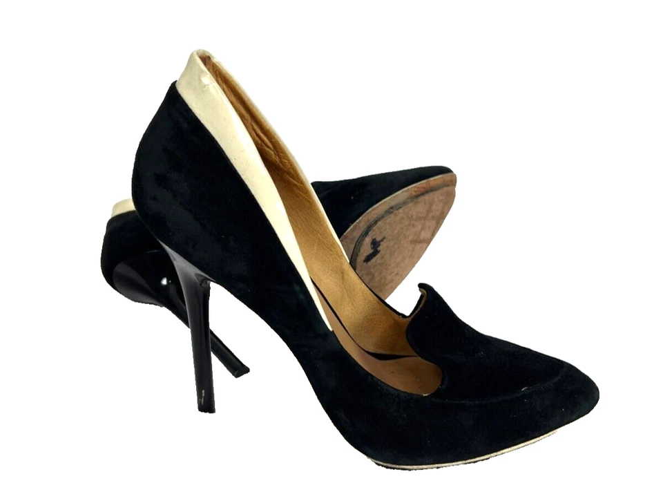L.A.M.B. Женские 10 М черная замша вкратце носок поскользнуться на кожаной подошве Stiletto каблуки - Изображение 2 из 4