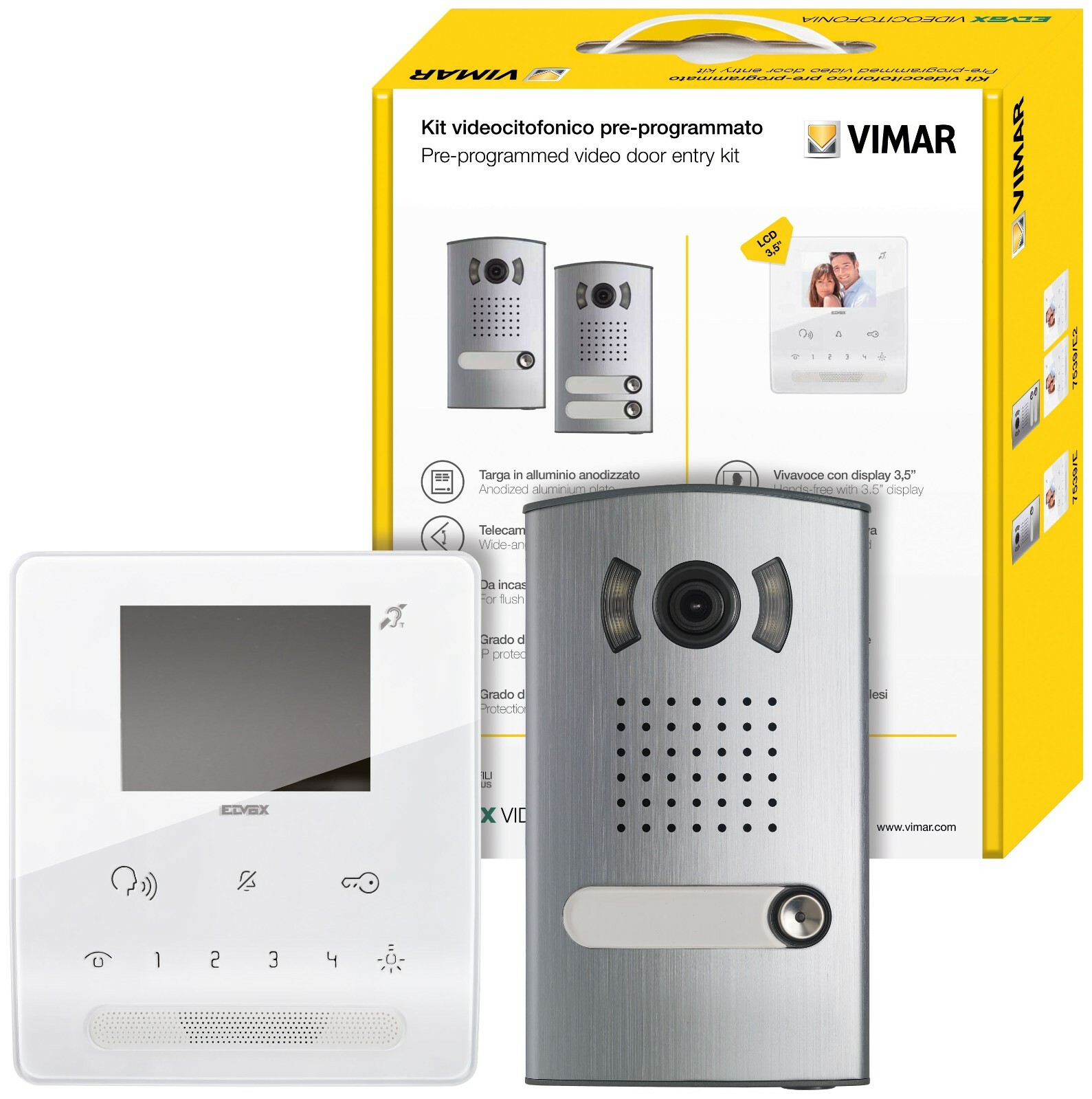 Vimar 7539/E Elvox Videocitofono Kit video 2 Fili Plus mono Tab VV 3,5 vivavoce