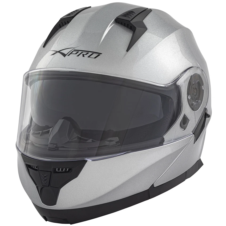 Casco Modular Homologado Moto Touring Sport Pantalla Parasol Plata - Imagen 2 de 4