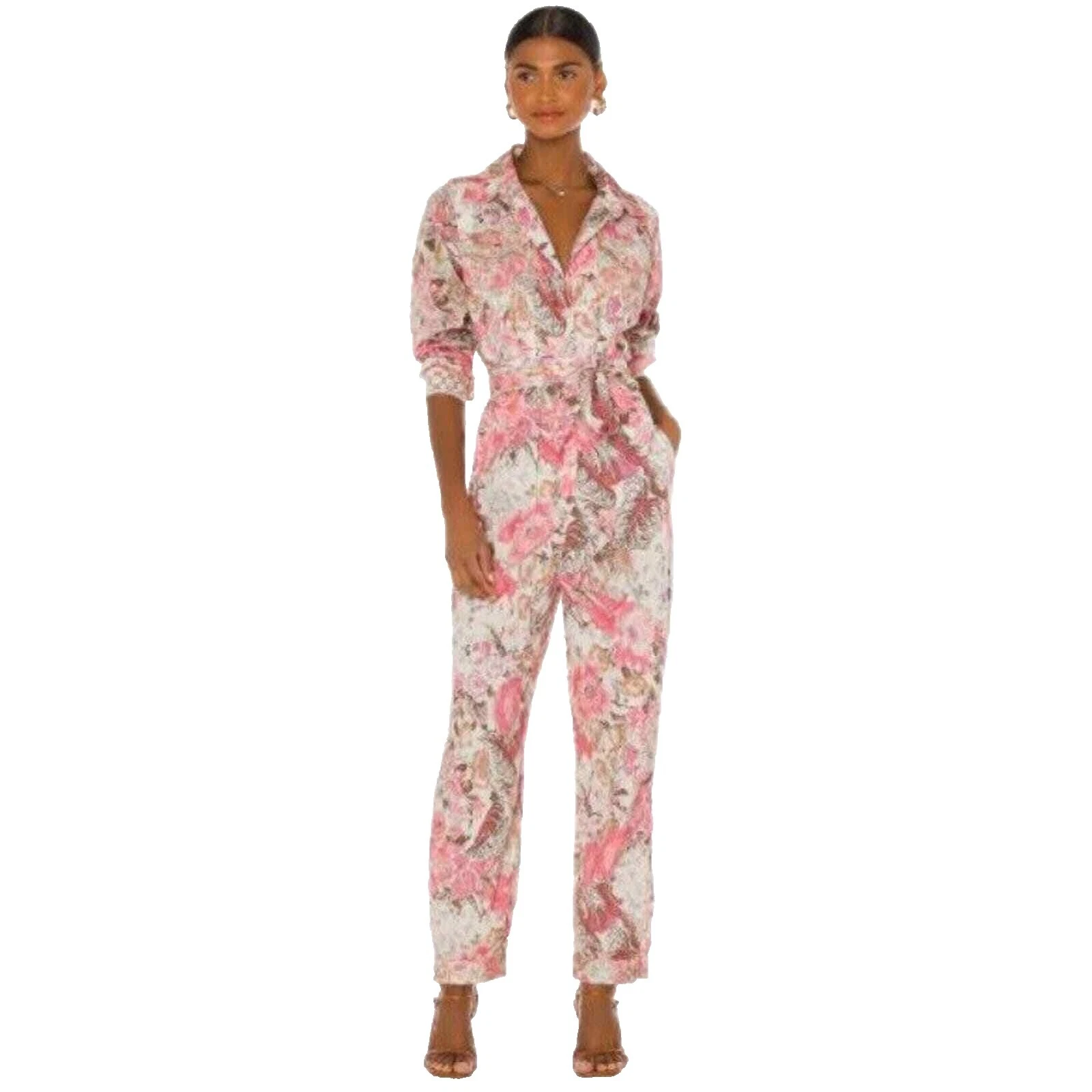 Macacão feminino floral material 100% algodão macacões e macacões