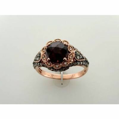 LeVian 14K Rotgold Rhodolith Granat Schokolade Diamant 3,06 cts Ringgröße 4,5