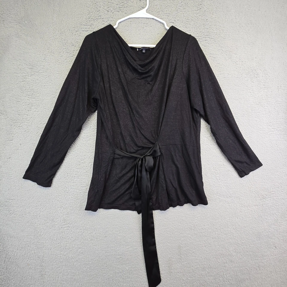 Anne Klein Top Womens Plus 1X Tie Front Cowl Neck Formal Business Preppy - image 2 of 4