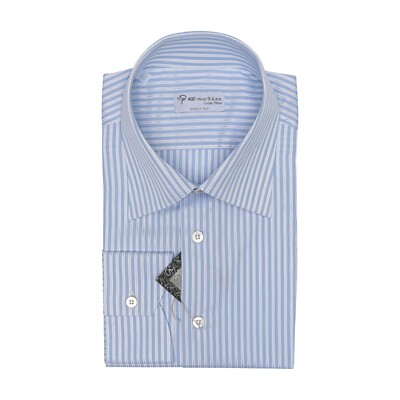 690$ LUXURY GERLIN Shirt Striped Blue ALUMO Cotton 16 - 41 3H ZILLI