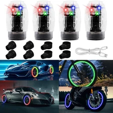 4x Wheel Colorful Tire Light Valve Stem Cap Flashing Car Truck Motorcycle Bike-