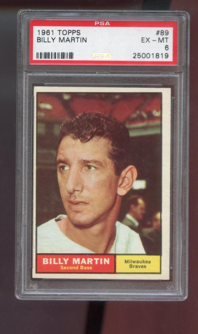 1961 Topps #89 Billy Martin PSA 6 Graded Baseball Card MLB Milwaukee Braves