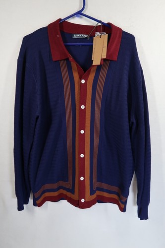 PJ Paul Jones NEW Full Button Knit Cardigan Large Blue Sweater Golf Casual Dress