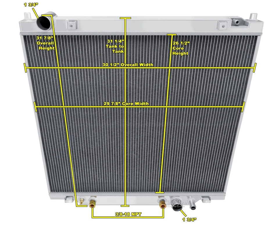 CHAMPION 2 FILAS RADIADOR ALUMINIO 99-2005 CAMIONETA FORD F-250 F-350 CAMIONETA 6,8 L 7,3 L Foto 3 de 3
