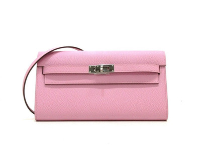 HERMES Kelly Wallet Long To Go Mauve Sylvestre Veau Epsom Bag Purse Pink