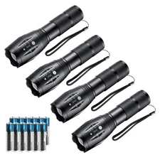 LED Flashlights,4pack Tactical Flashlight High Lumens Lights with 12Pack AAA ...