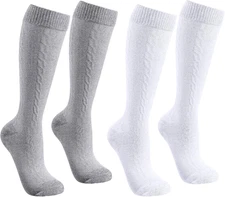 Hercicy 2 Pairs Oktoberfest Socks Long Embroidered German Bavarian Lederhosen