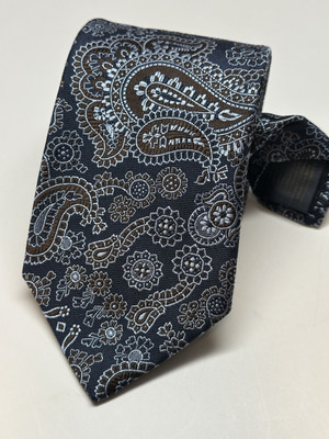 Brooks Brothers Tie Makers and Merchants Silk Blue Paisley Necktie 3.25x59