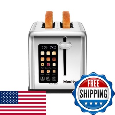 Mecity 2 Slice Toaster Touch Screen 1.5'' Wide Slot Stainless Steel 120V 825W