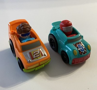 Fisher Price Little People Launch & Loop Raceway Car Orange #2 & Blue #5 Wheelie
