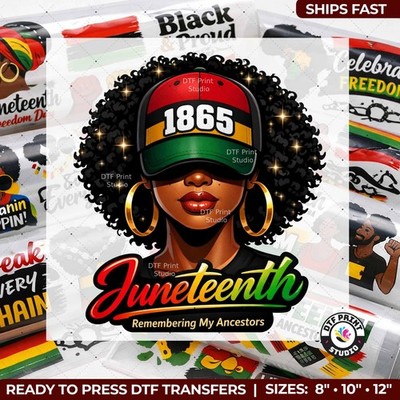 Juneteenth Minimal DTF Transfer Ready to Press Bold Graphic Design
