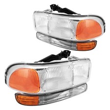 Kac Headlight Assembly Set Pair Compatible 1999-2006 Sierra 1500 2001-2006