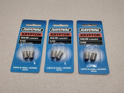 Lot of 3 - 2 Pack Rayovac Krypton K4SB for 4AA / 4D 4.8 Volt 0.5A 2.4 Watt 