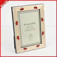 Natalini Handmade Italian Frame 4x6" ( 10x15 cm ) Ivory/Red, Cherry Pattern, NEW