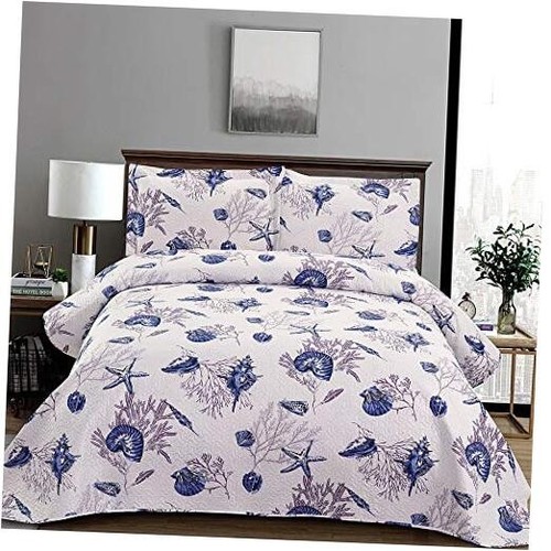 Twin Size Quilt Set Beach Quilt Bedding Twin Quilts Bedspread Coverlet Coastal