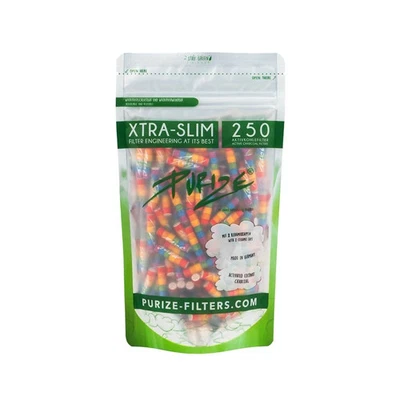 Purize Carbon Activated Extra Slim Filter Tips Charcoal - 6mm - 250 Pack