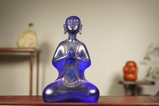 Collectible Chinese old coloured glaze hand made small monk statue decoration