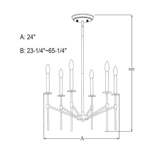 Kedzie 6-Light Chandelier in Industrial and Candle Style 23.25 Inches Tall and - Picture 4 of 5