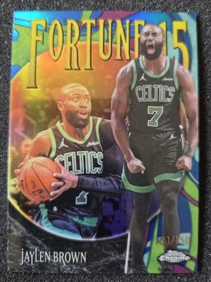 2025/26 Topps Chrome Update Jaylen Brown Fortune 15 #F15-2  Blue Refractor /150