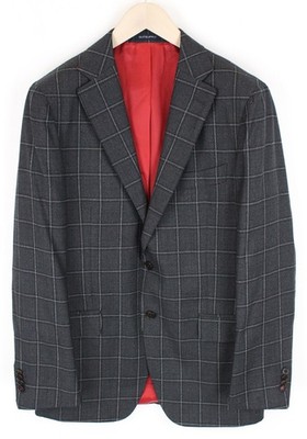 SUITSUPPLY Sienna Herren Blazer UK40R Einreiher Wolle dunkelgrau kariert *