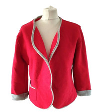 SARAH HARDY Red Boiled Wool Edge to Edge Jacket 10 12 14 UK Artisan Designer