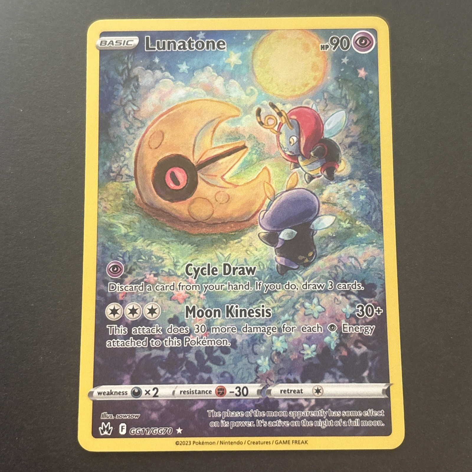Lunatone GG11/GG70 Pokemon Card Crown Zenith Galarian Gallery Ultra Rare NM 2023