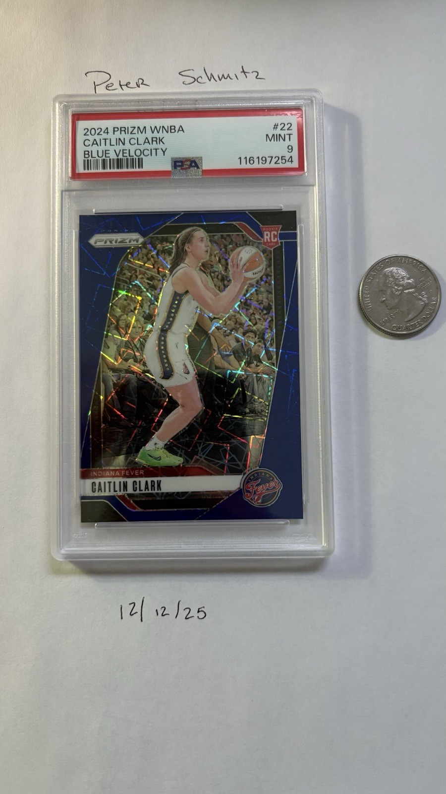 2024 Panini Prizm WNBA Caitlin Clark Blue Velocity #22 PSA 9